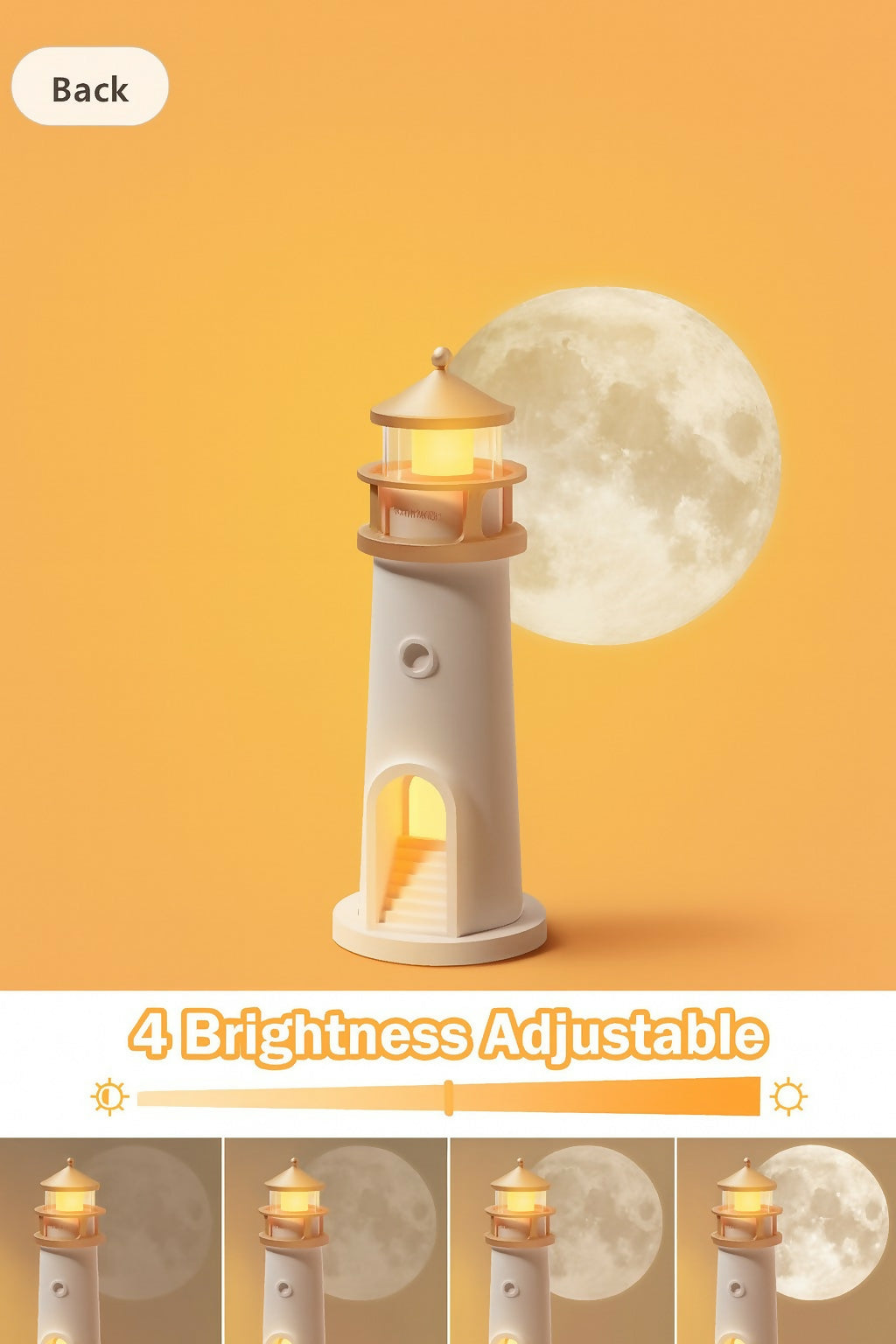 Lighthouse Moonlight Projector Lamp with Remote – USB Rechargeable Night Light for Bedroom, 4 Brightness Modes, Timer Off, Romantic Decorative Lamp for Home, Kids, Couples & Gifting