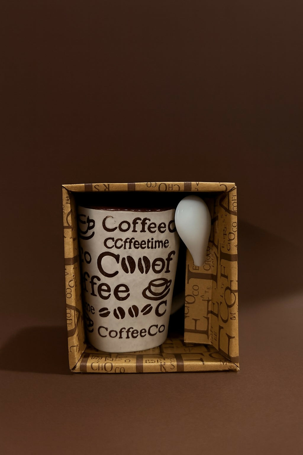 Ceramic Coffee Mug with Spoon – Stylish Printed Tea & Coffee Cup with Handle Holder Spoon | Microwave & Dishwasher Safe Mug for Home, Office & Gifting