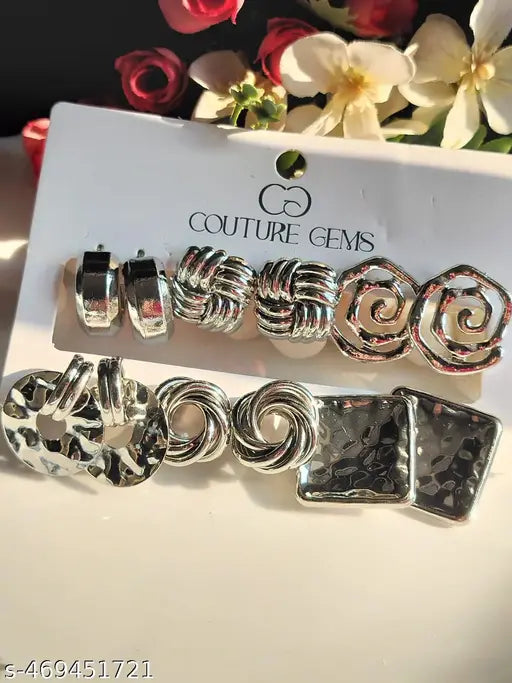 Combo Of 6 Silverplated Silverplated trendy Partywar Earrings
