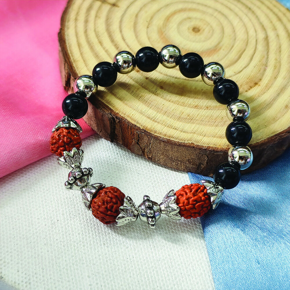 Black Beads And Rudraksha Bracelet