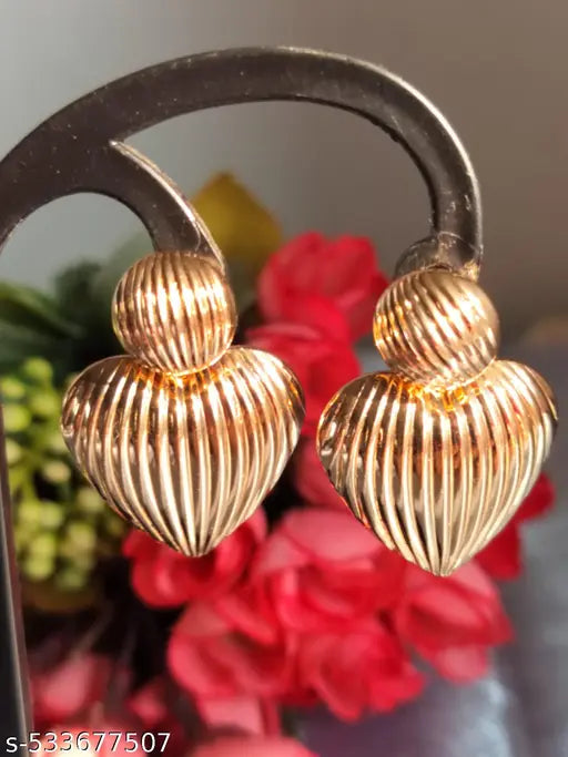 Goldplated Heartshaped Partywear Statement Earirngs