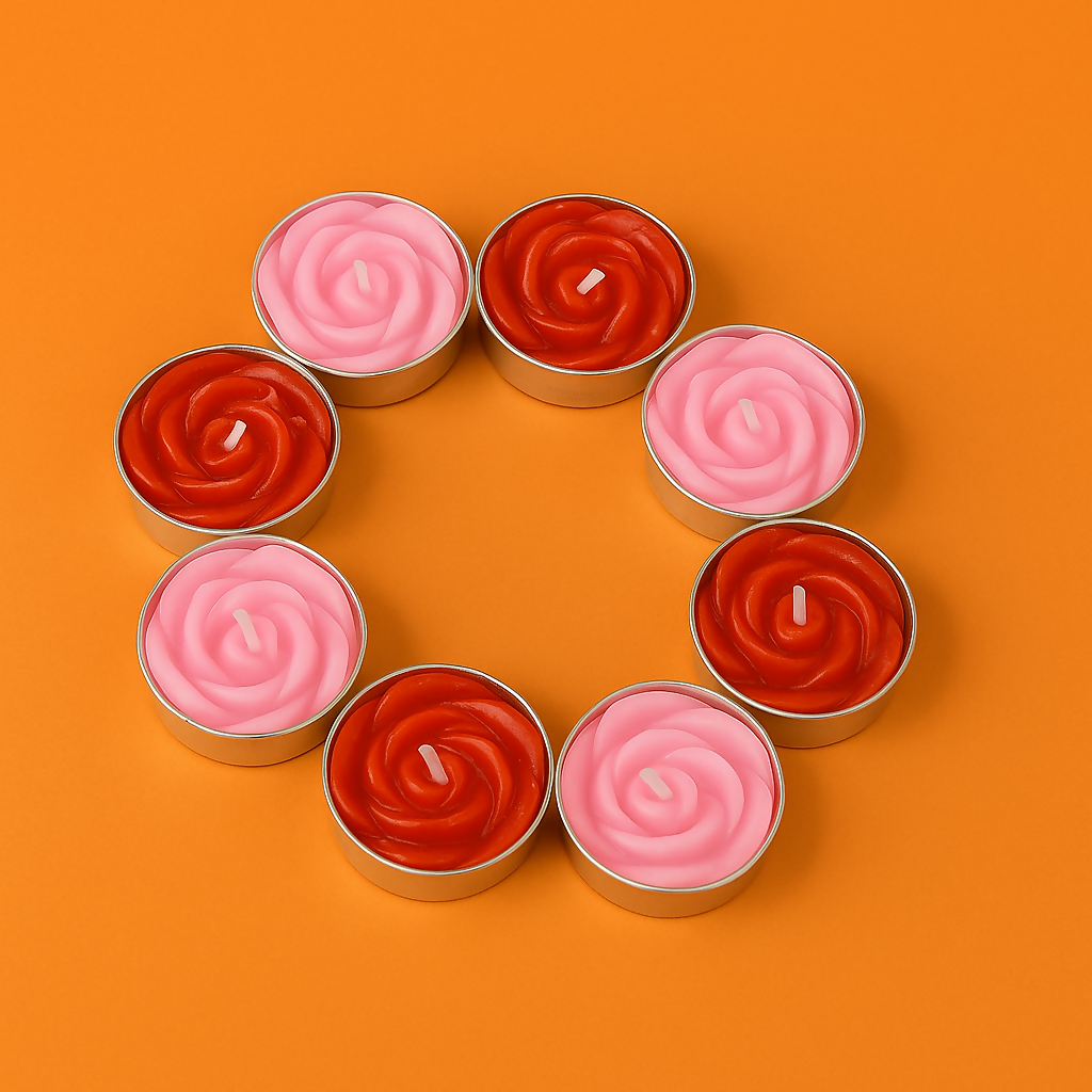 Set of 12 Romantic Rose-Shaped Scented Tealight Candles for Valentine’s Day – Assorted Colors & Fragrances – Decorative Aromatherapy Candles for Gifting, Dinner Date, or Home Décor