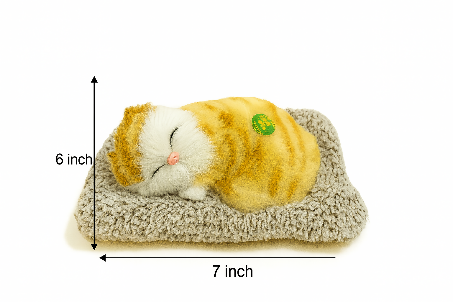 Realistic Sleeping Cat Toy for Car Dashboard Decoration – Soft Plush Pet Figurine with Bed | Lifelike Motionless Cat Model for Home, Office, Gift & Animal Lovers (Orange Tabby)