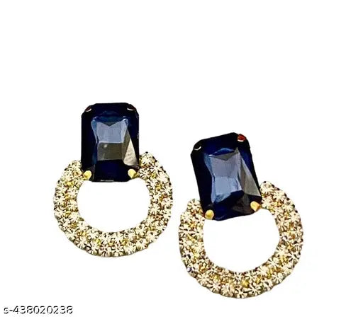 Partywear trending ear studs with Diamond And Red Coloured Stone