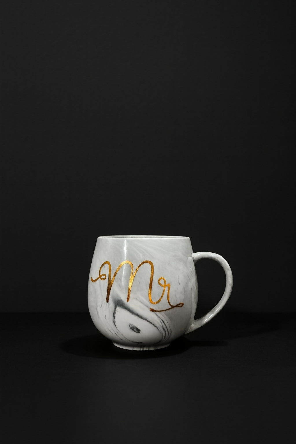 Premium Ceramic Coffee Mug with Golden Print “Mr” | Stylish Marble Finish White Tea Cup with Handle | Perfect Gift for Husband, Boyfriend, Anniversary, Wedding & Everyday Use