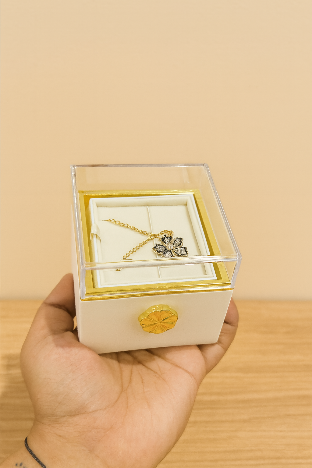 Luxury Eternal Rose Gift Box with Jewelry Drawer – Preserved Real Looking Rose in Elegant Display Case, Romantic Gift with Necklace Storage, Premium Packaging with Gift Bag – Perfect for Birthday, Anniversary, Valentine’s Day